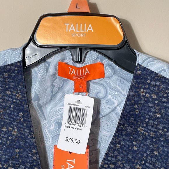 Mens' Vest- Tallia Sport Navy Slim Fit Suit Vest - NWT - Picture 6 of 14